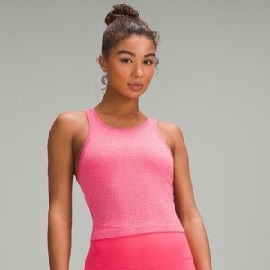 NWT lululemon athletica ebb to street cropped racer back tank top, glaze pink